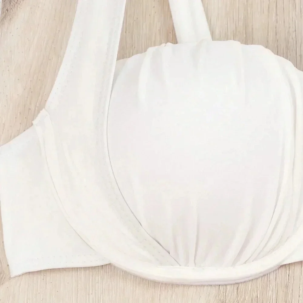White Women's Beach Bikini Set With Underwire And Lace-Up Detail